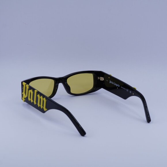 Palm Angels PERI007 ANGEL 1018 Sunglasses Black Rectangle Frame, Yellow Lenses - Picture 7 of 11